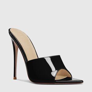 Black Gianni Patent Vegan High Heel Mules